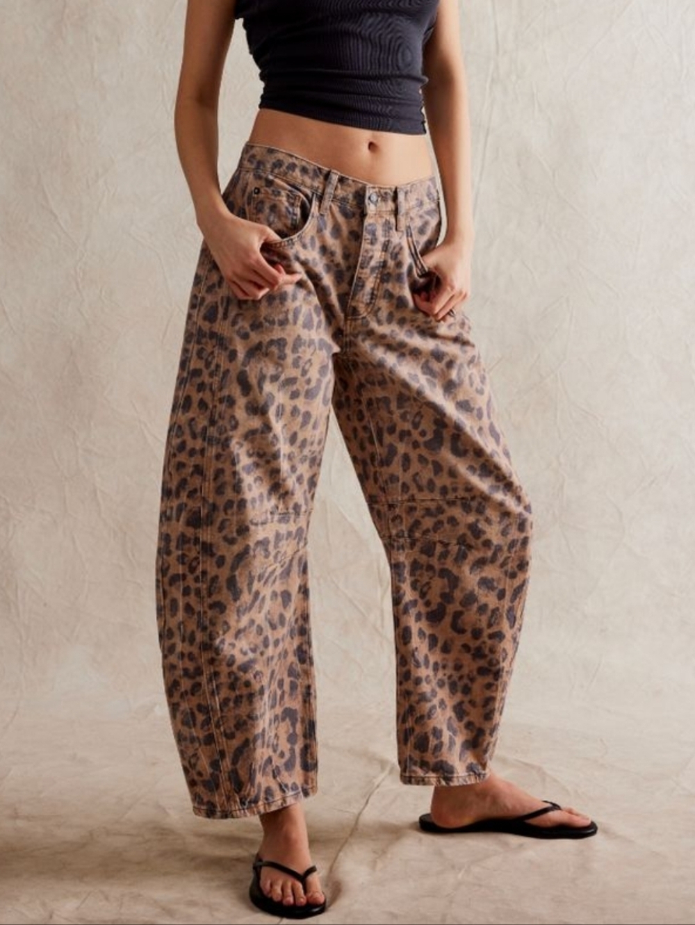 We The Free Leopard-Good Luck Barrel Jeans